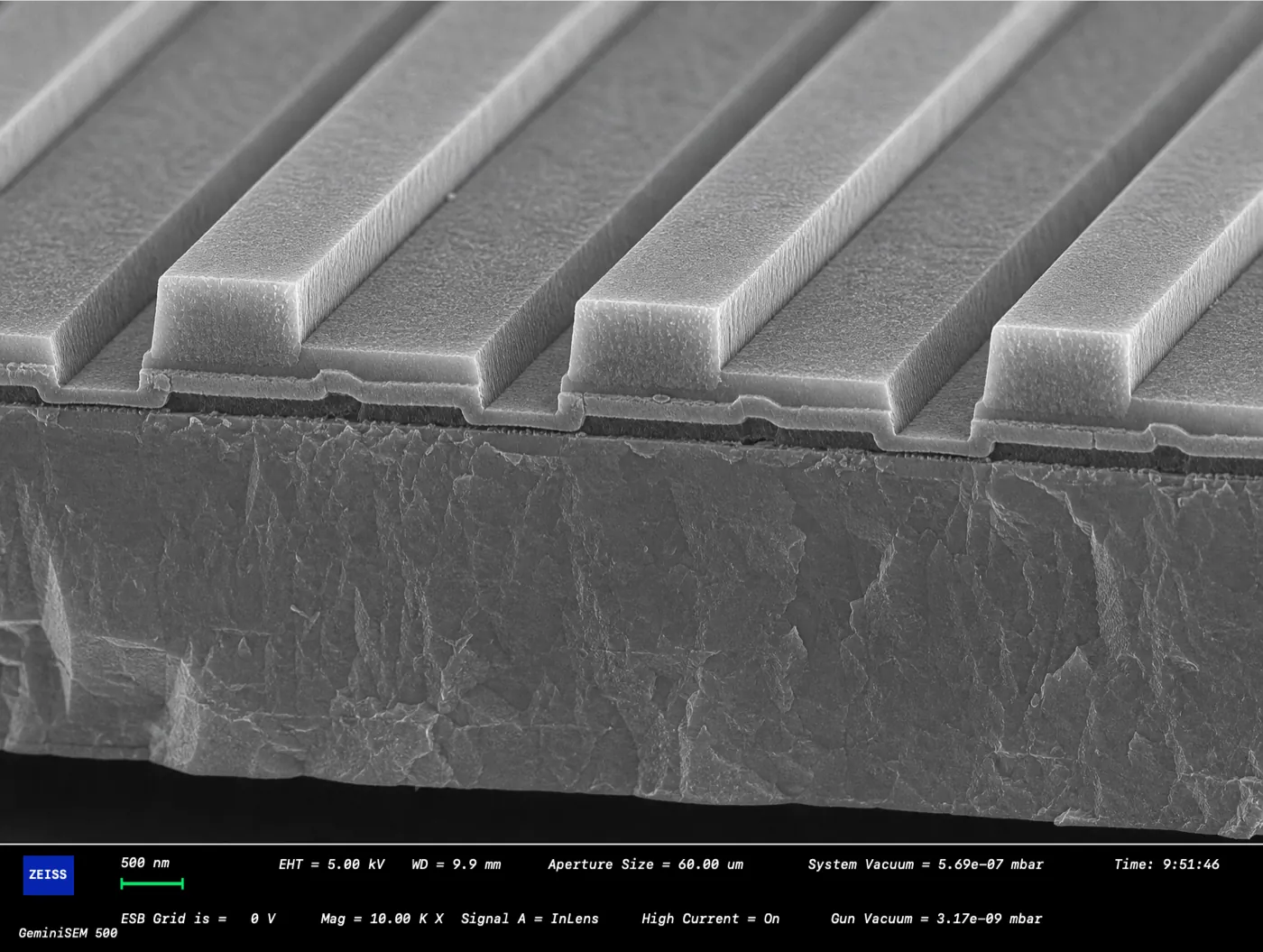 SEM cross-section of a fabricated microstructure